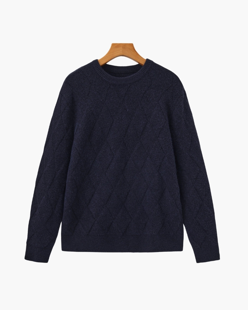Diamond Knit Crewneck Sweater - Iron & Oak