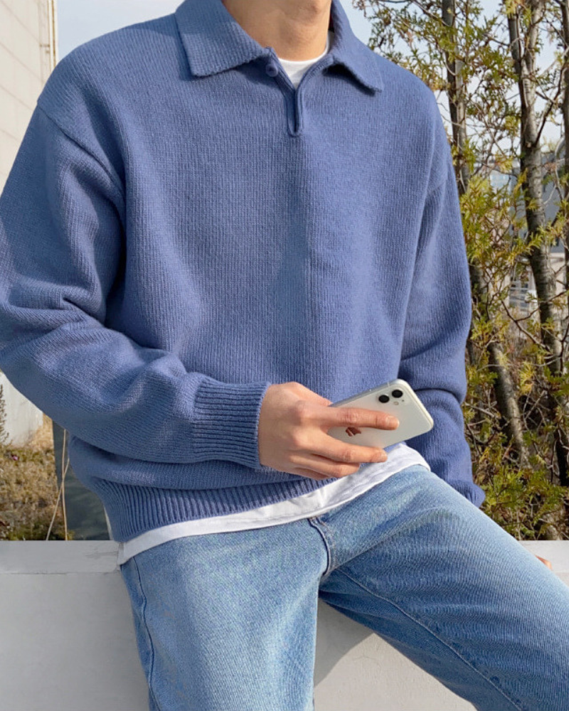 Woolen Button Half Zip - Iron & Oak