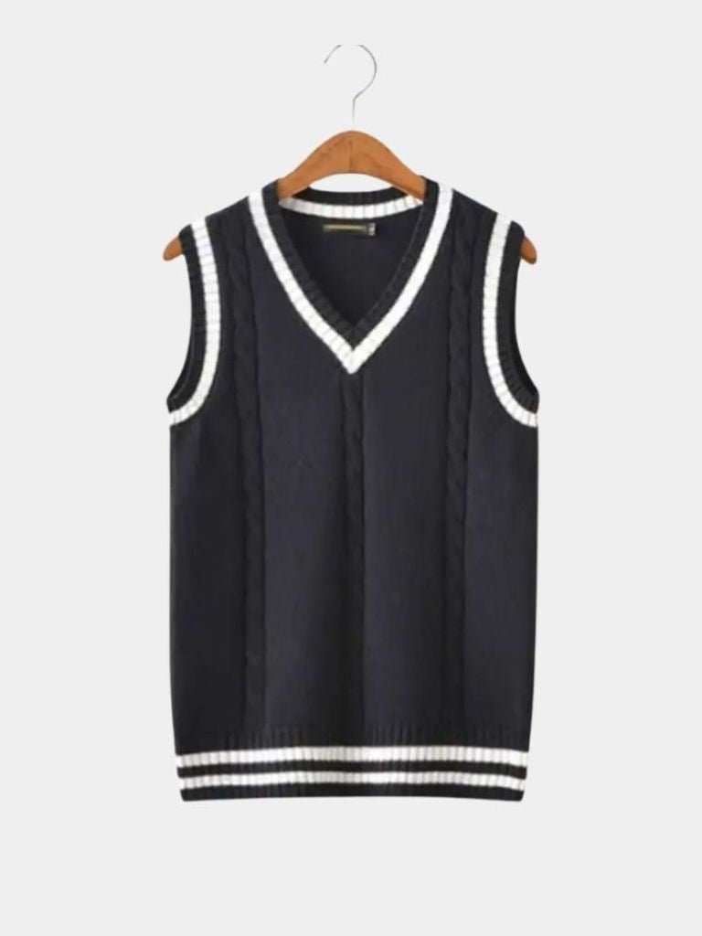 V Neck Elegant Knit Vest - Iron & Oak