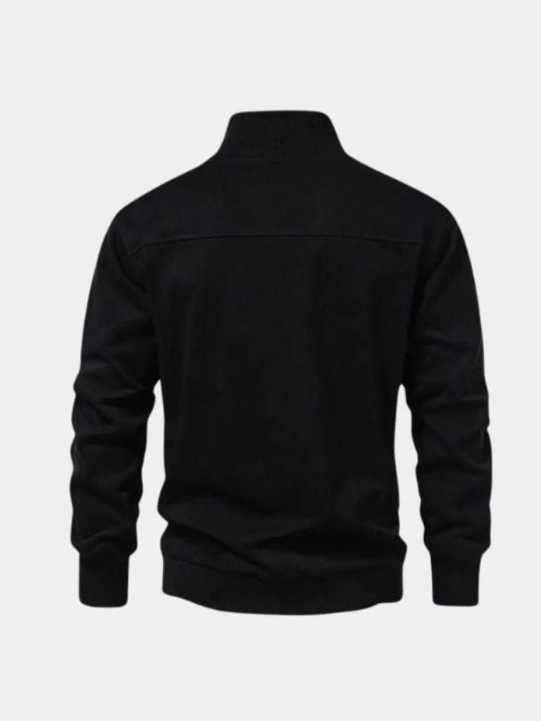 Zip Black Lapel Sports Sweatshirt - Iron & Oak