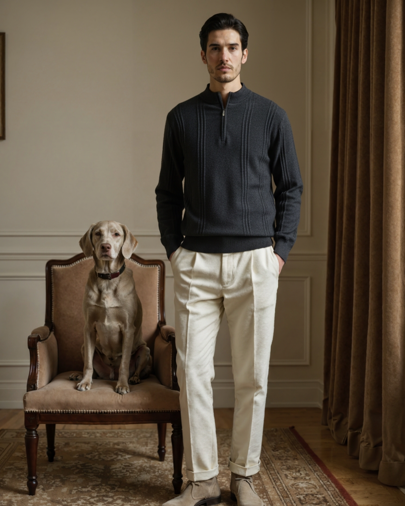 100% Cashmere Ribbed Half Zip - Iron & Oak