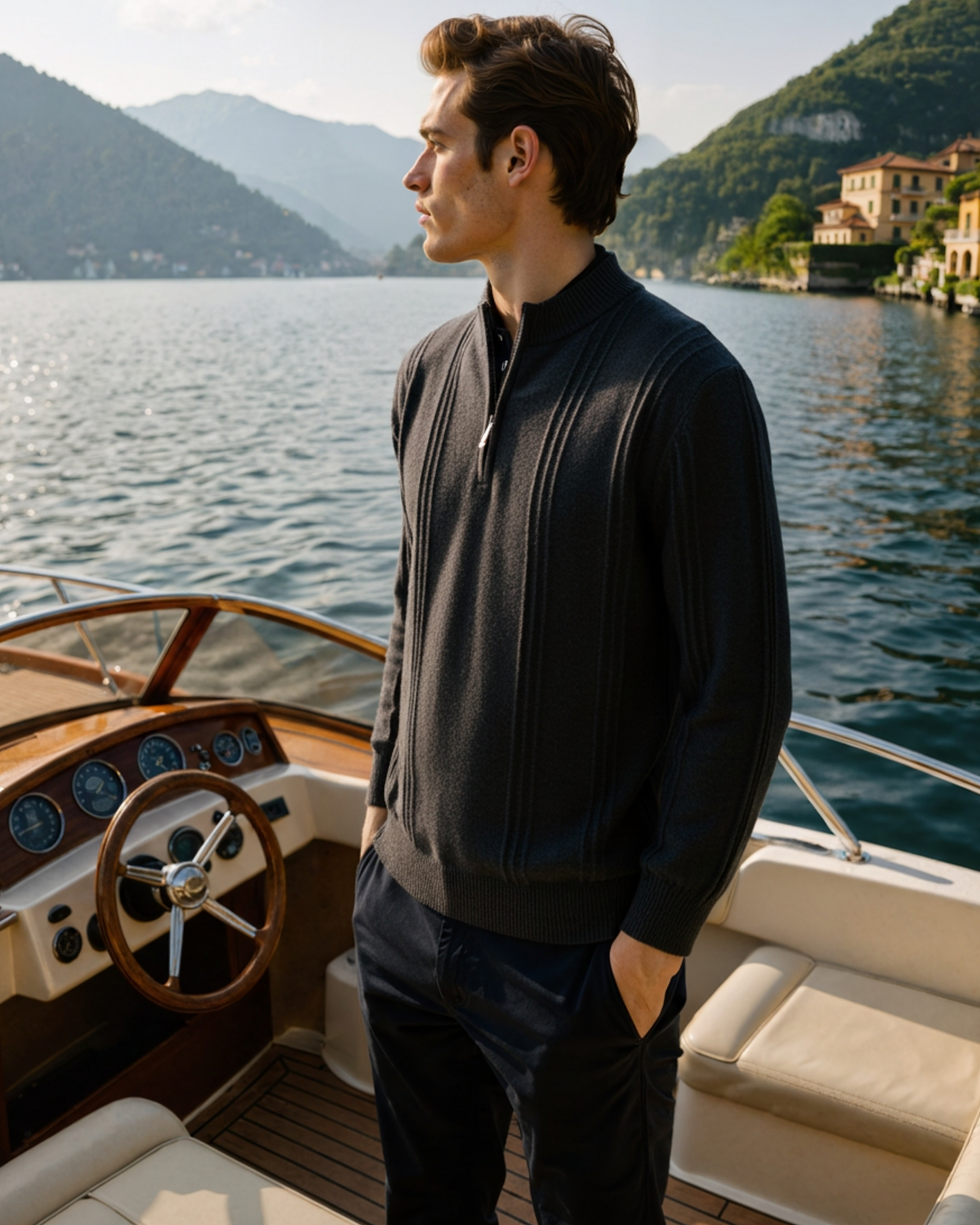 100% Cashmere Ribbed Half Zip - Iron & Oak