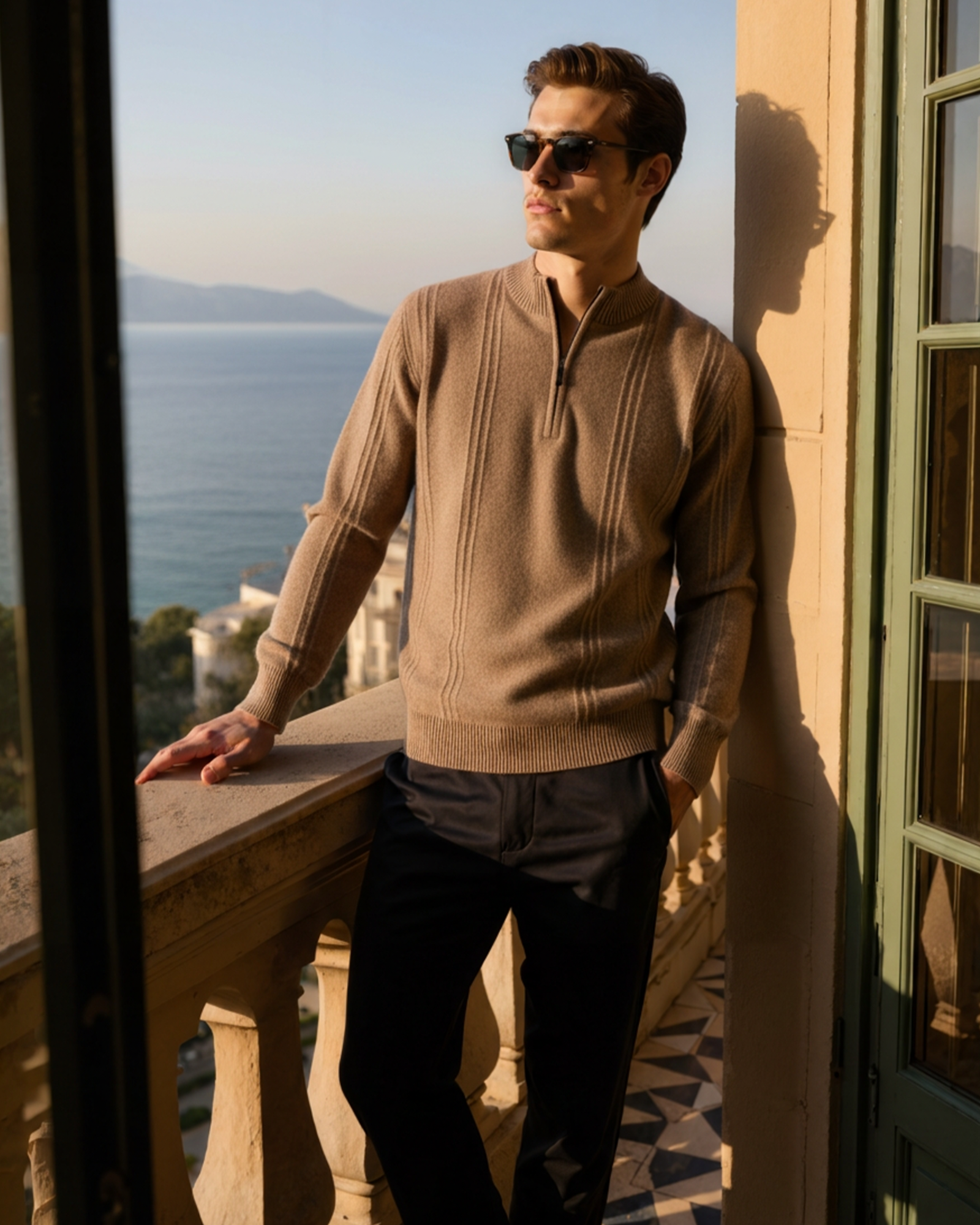 100% Cashmere Ribbed Half Zip - Iron & Oak