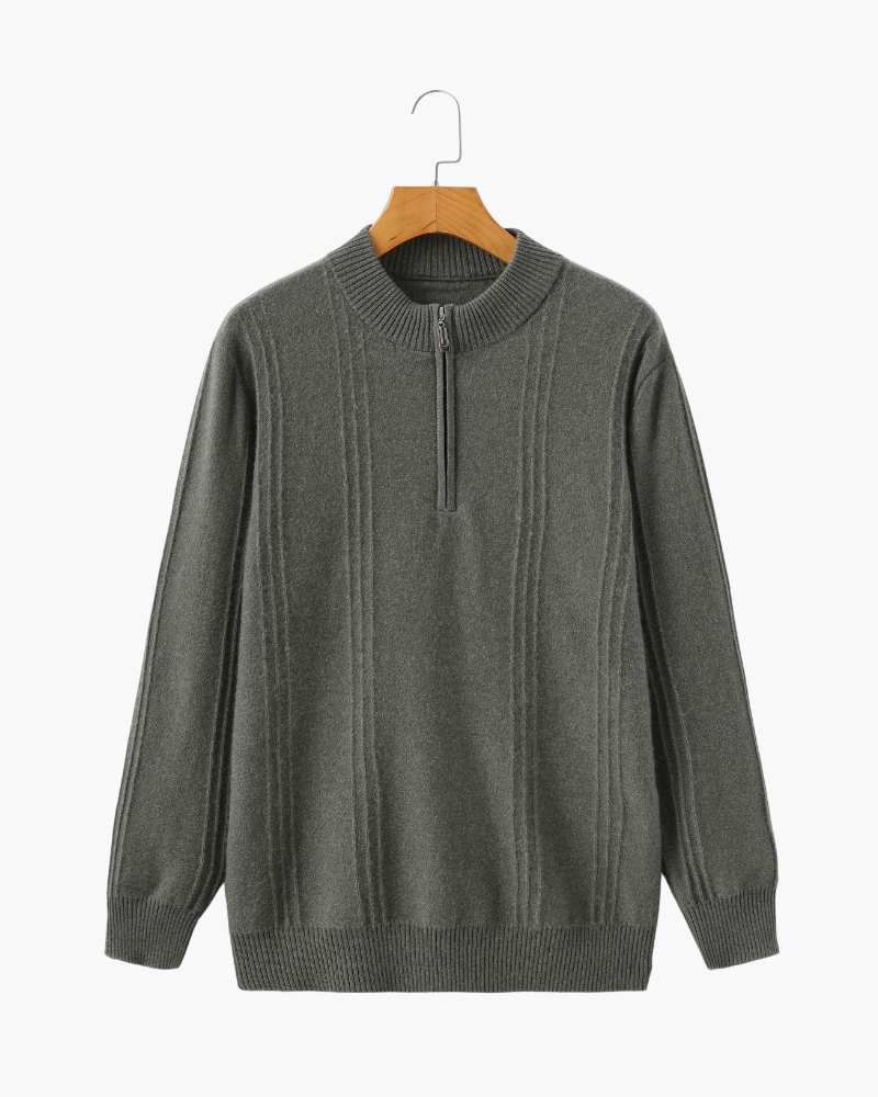 100% Cashmere Ribbed Half Zip - Iron & Oak