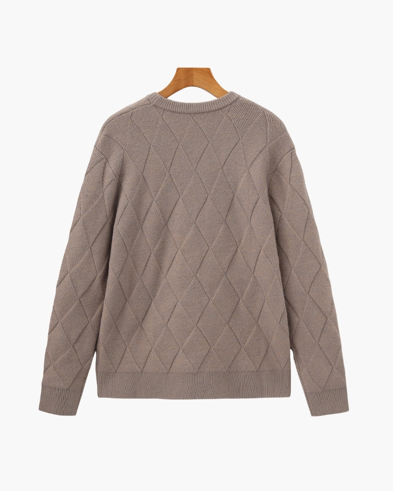 Diamond Knit Crewneck Sweater - Iron & Oak