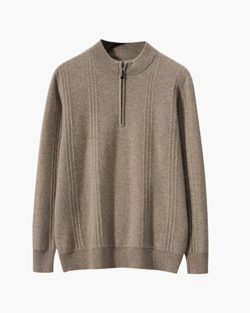 100% Cashmere Ribbed Half Zip - Iron & Oak