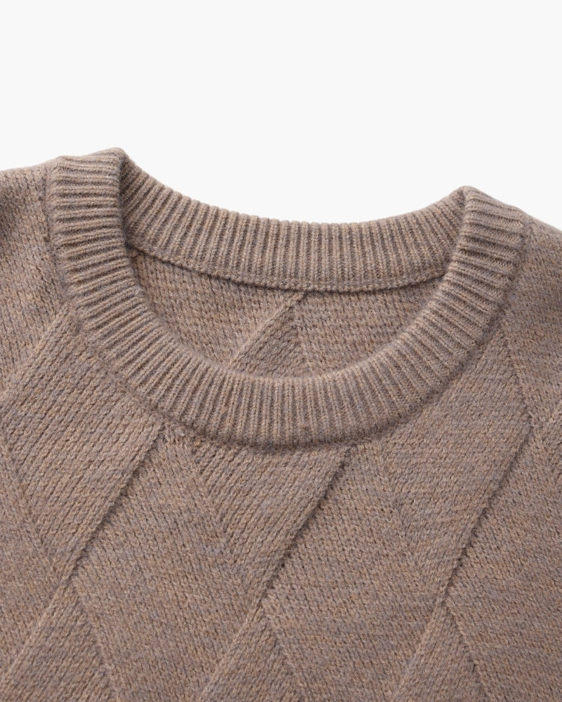 Diamond Knit Crewneck Sweater - Iron & Oak