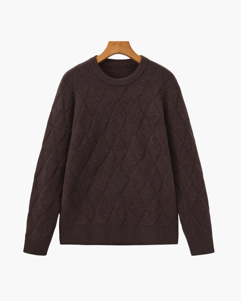 Diamond Knit Crewneck Sweater - Iron & Oak