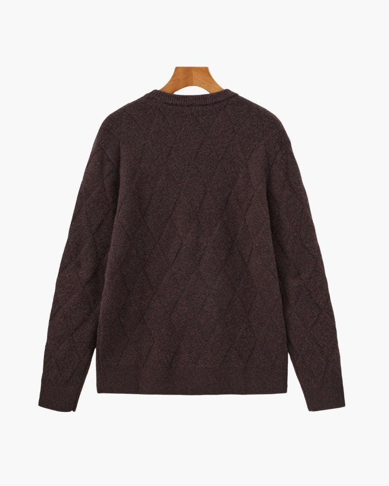 Diamond Knit Crewneck Sweater - Iron & Oak
