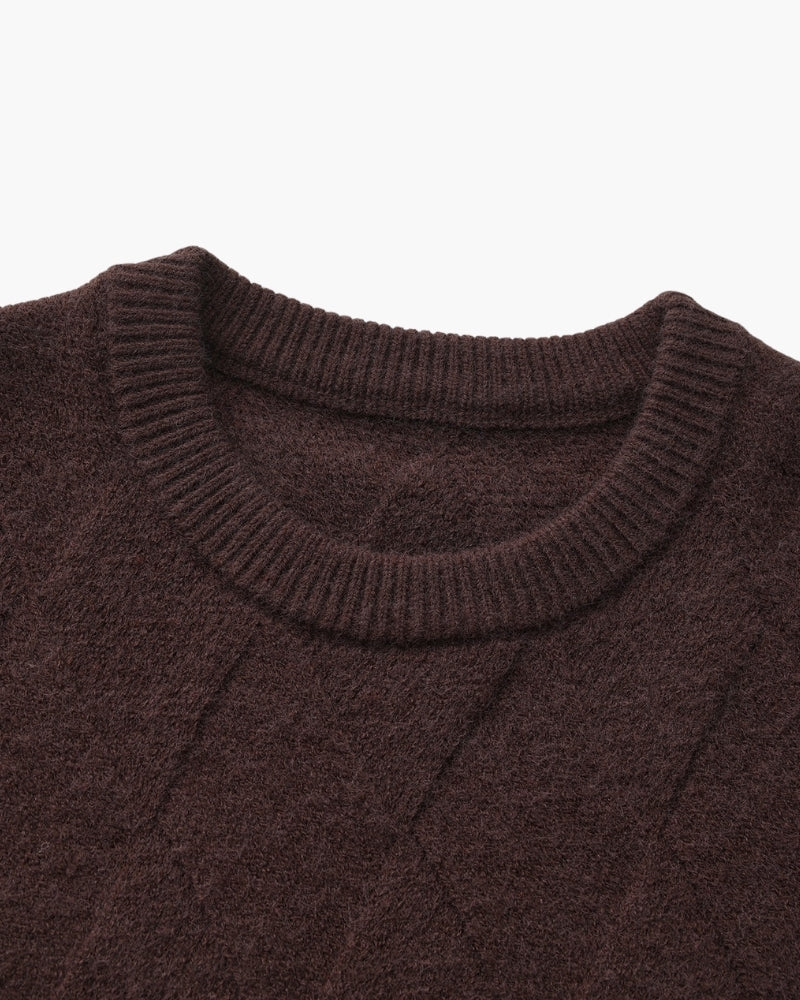Diamond Knit Crewneck Sweater - Iron & Oak