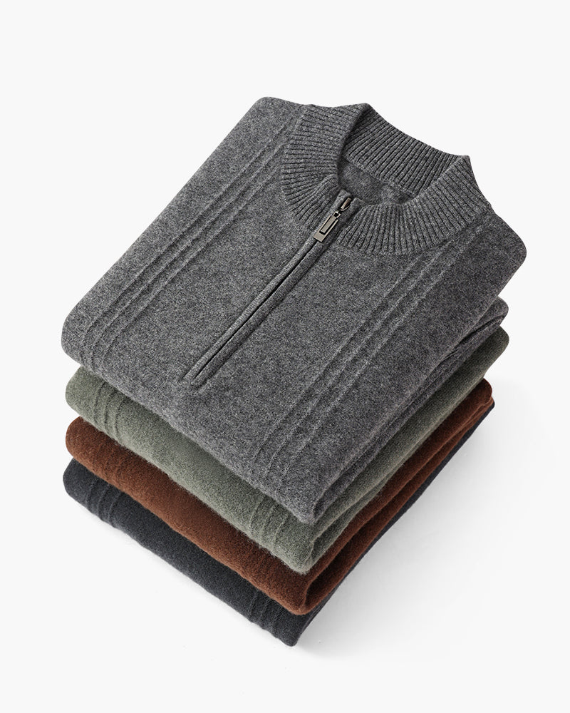 100% Cashmere Ribbed Half Zip - Iron & Oak