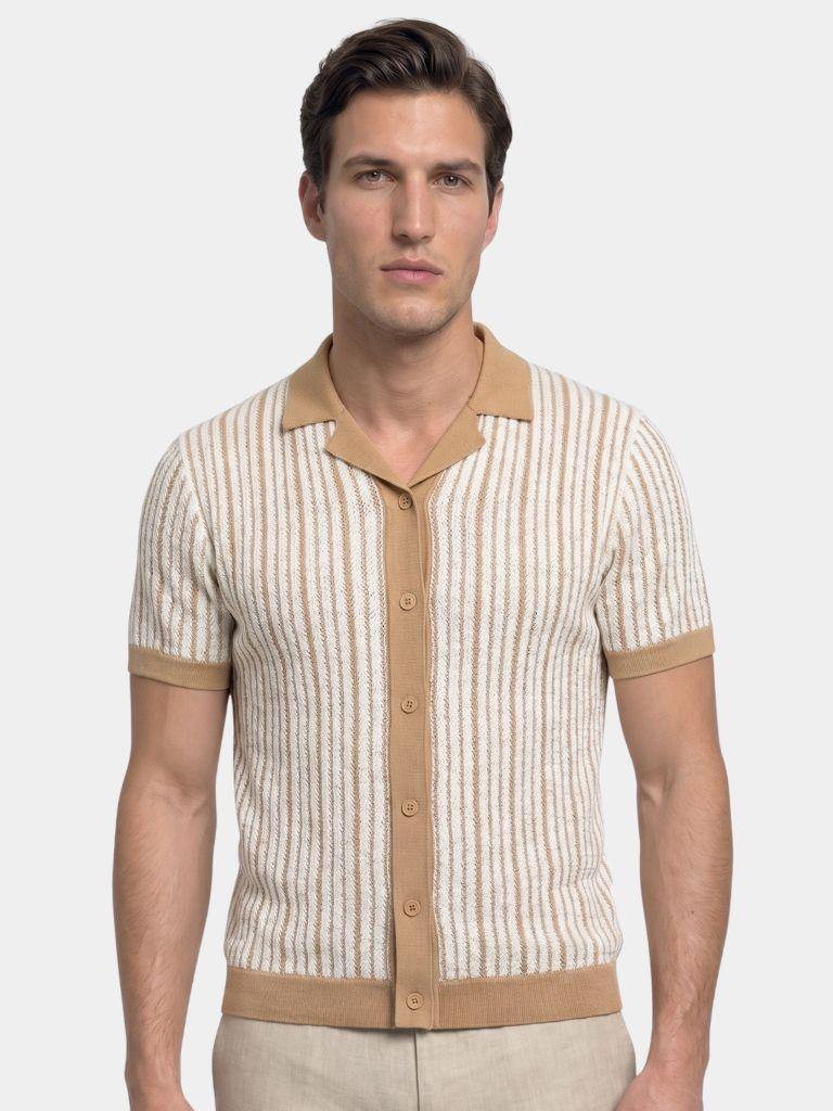 Striped Knit Polo Shirt - Iron & Oak