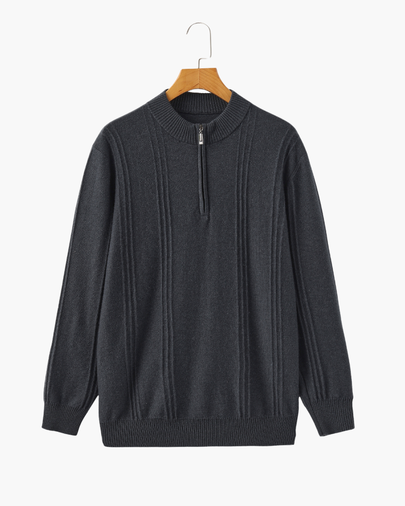 100% Cashmere Ribbed Half Zip - Iron & Oak