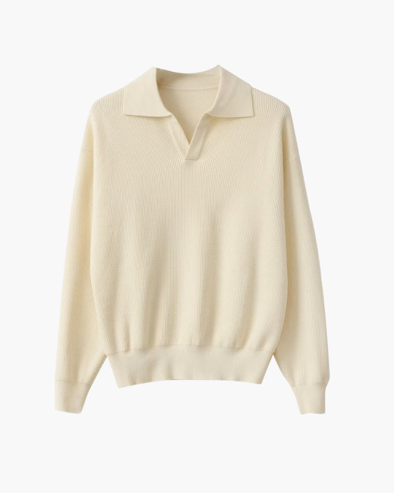Textured Knit Polo Sweater - Iron & Oak