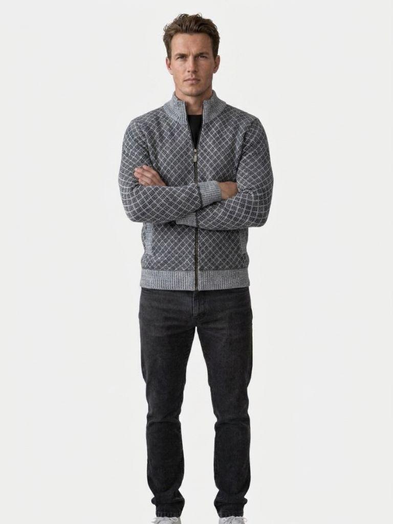 Vintage Jacquard Cardigan - Iron & Oak