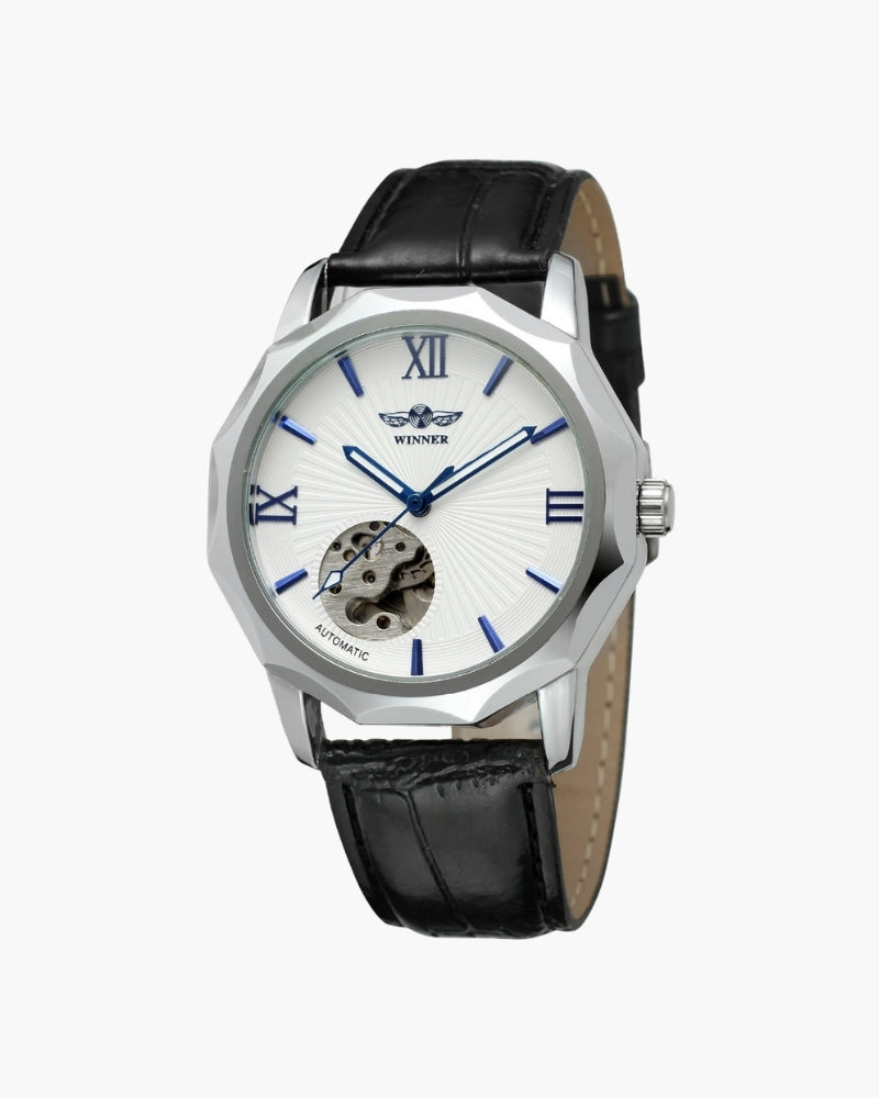 Classic Skeleton Dial Steel Watch - Iron & Oak
