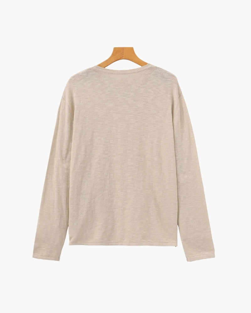 Linen Cotton Essential Crewneck - Iron & Oak