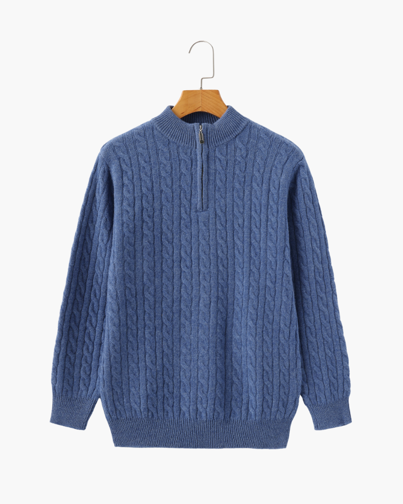 100% Cashmere Woven Half Zip - Iron & Oak