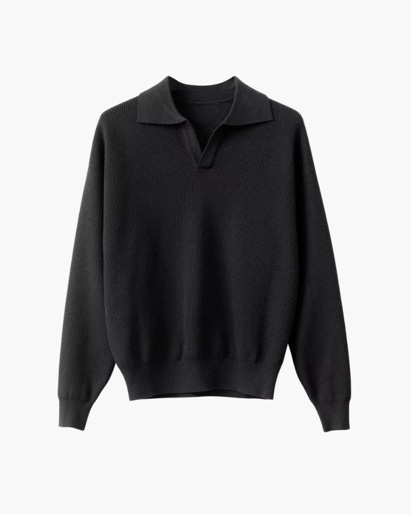 Textured Knit Polo Sweater - Iron & Oak