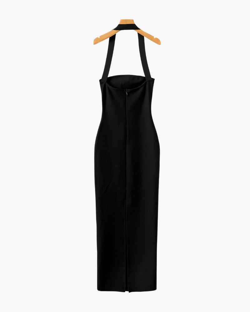 Halter Neck Slim Fit Maxi Dress - Iron & Oak