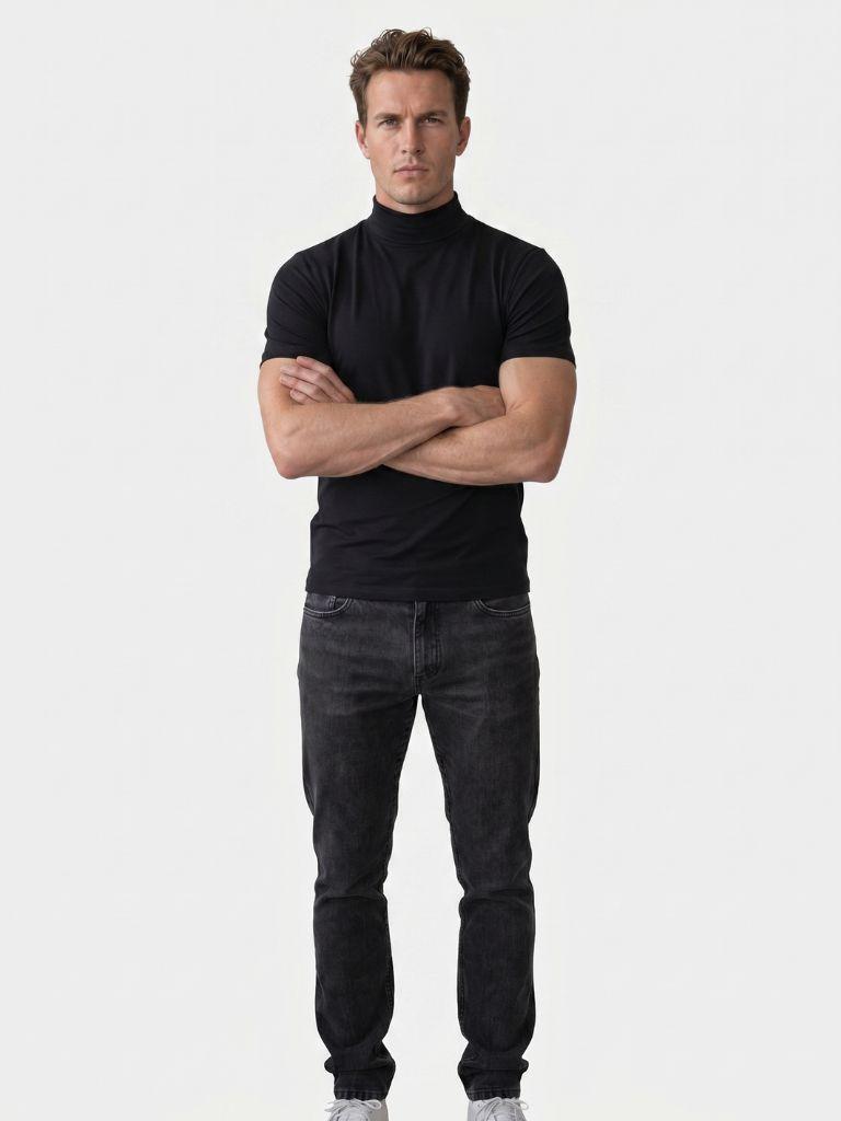 Solid Casual Turtle Neck T-Shirt - Iron & Oak