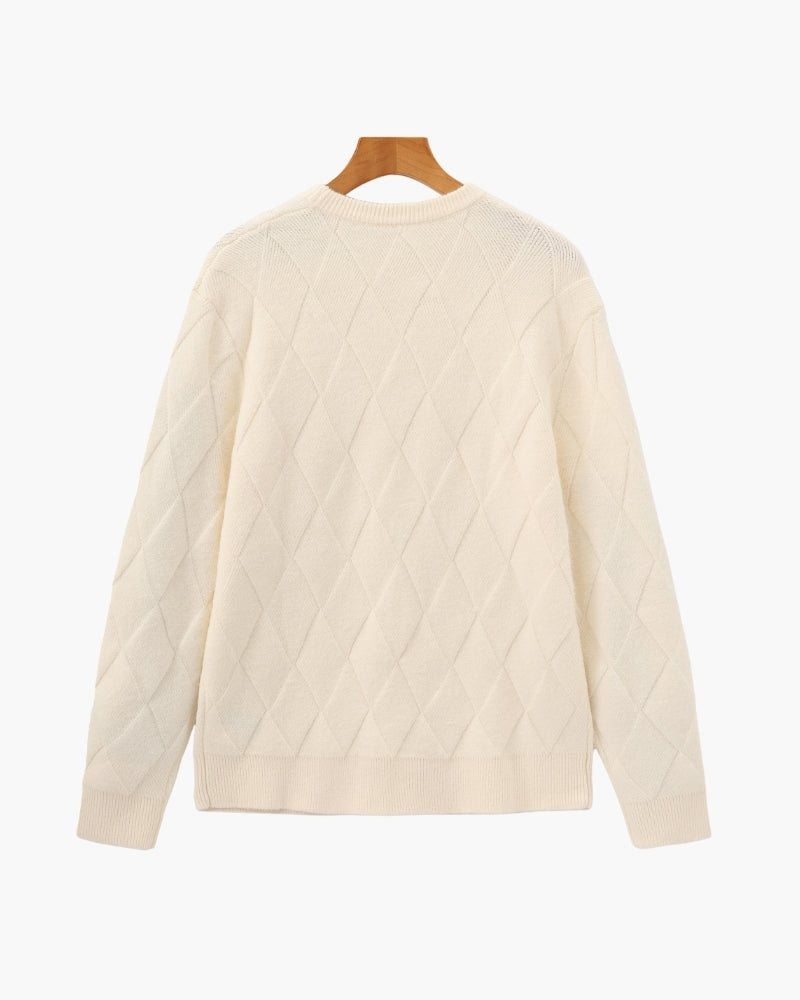 Diamond Knit Crewneck Sweater - Iron & Oak