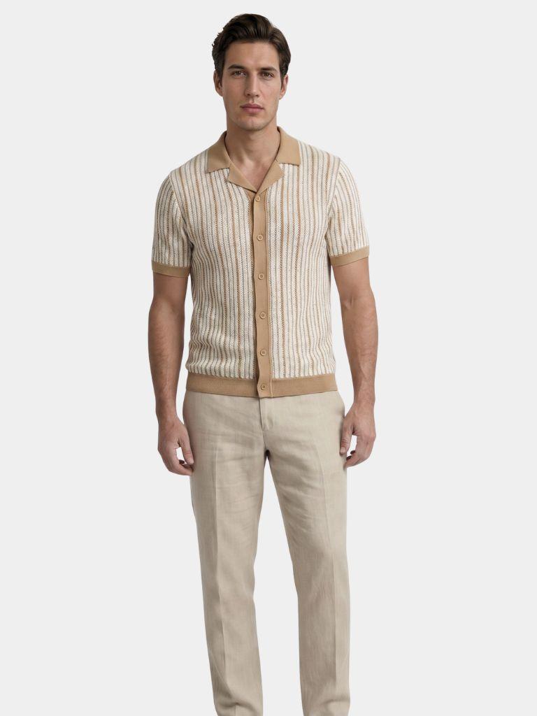 Striped Knit Polo Shirt - Iron & Oak