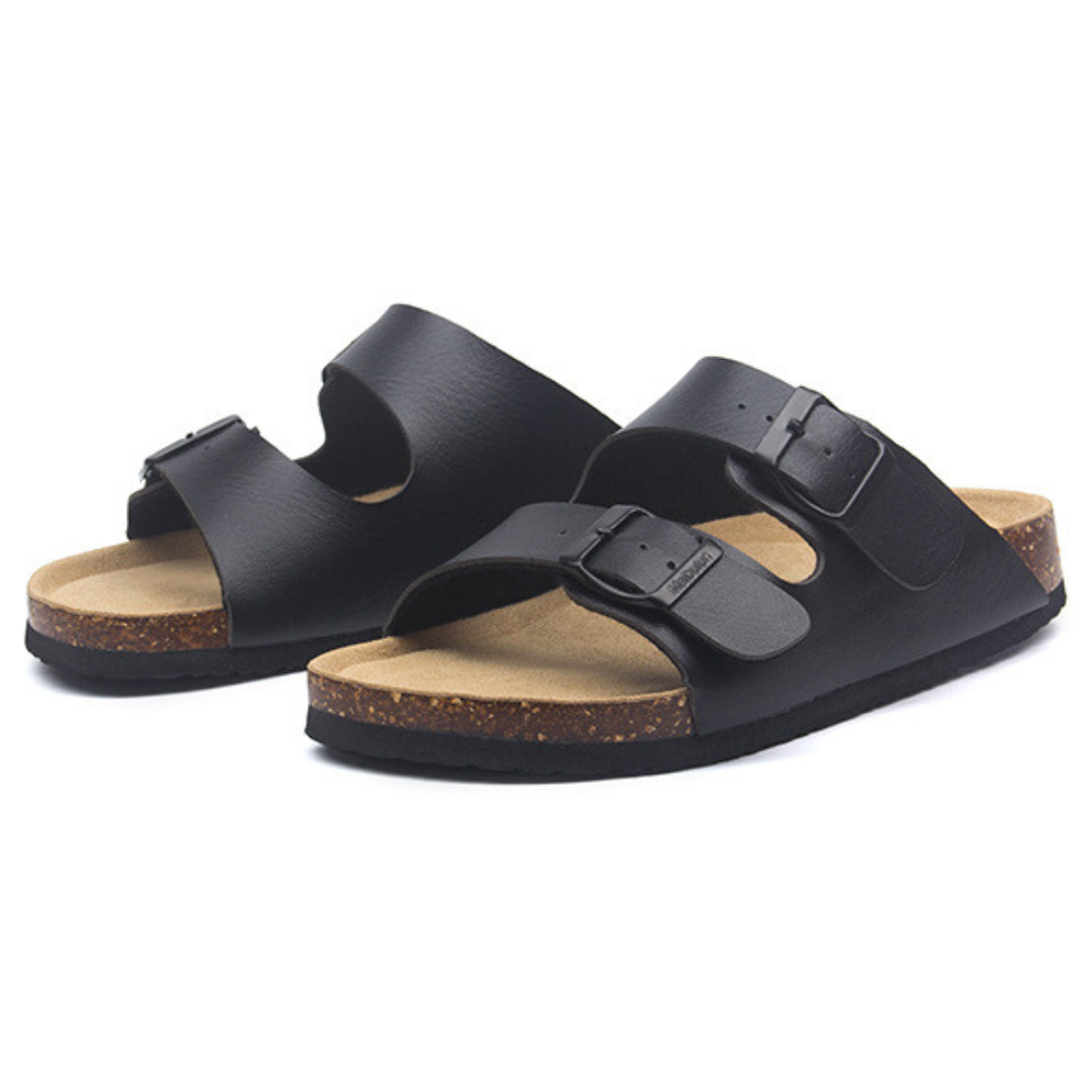 Leather Birken Sandal - Black | Iron & Oak