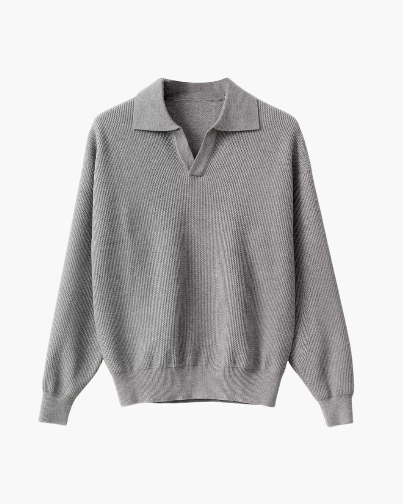 Textured Knit Polo Sweater - Iron & Oak