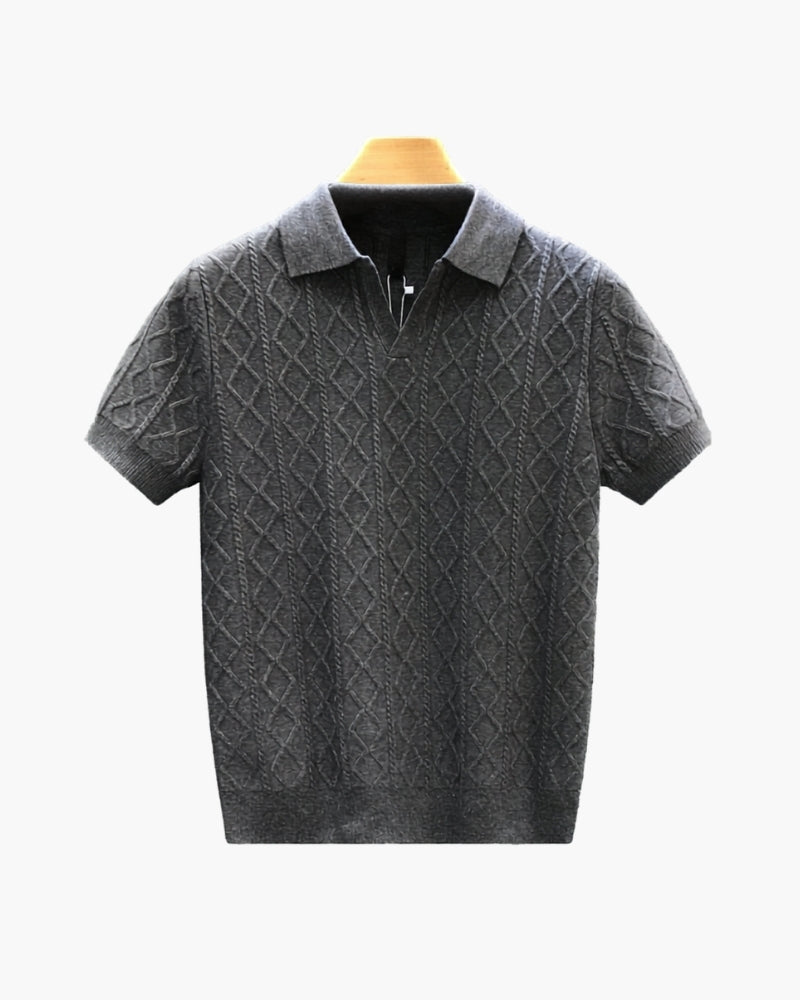 Signature Textured Knit Polo - Iron & Oak