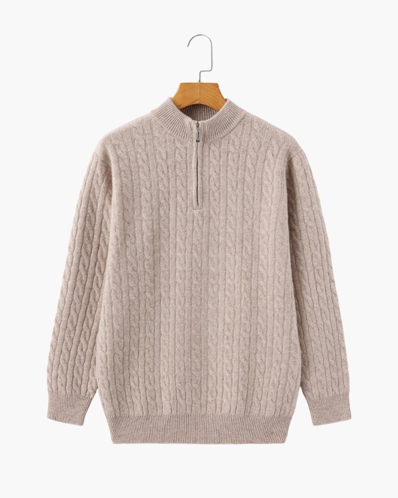 100% Cashmere Woven Half Zip - Iron & Oak