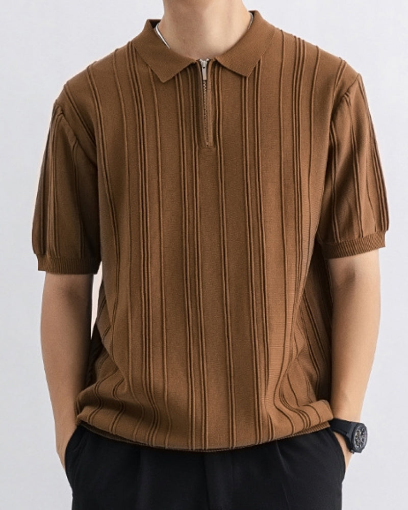 Signature Zip-Up Polo - Iron & Oak