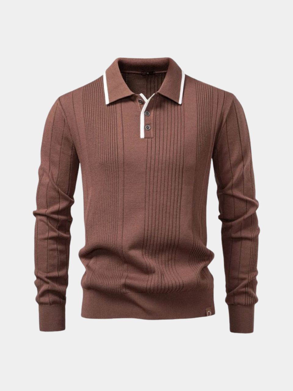 Vertical Ridge Knit Polo Shirt - Iron & Oak