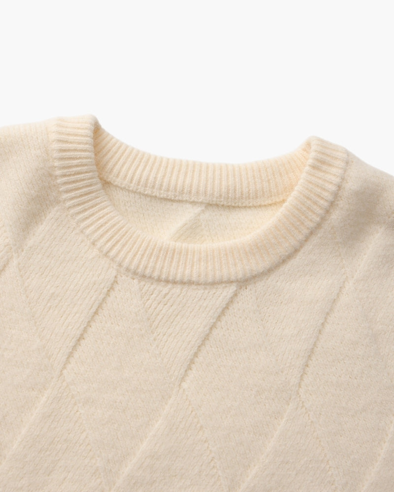 Diamond Knit Crewneck Sweater - Iron & Oak