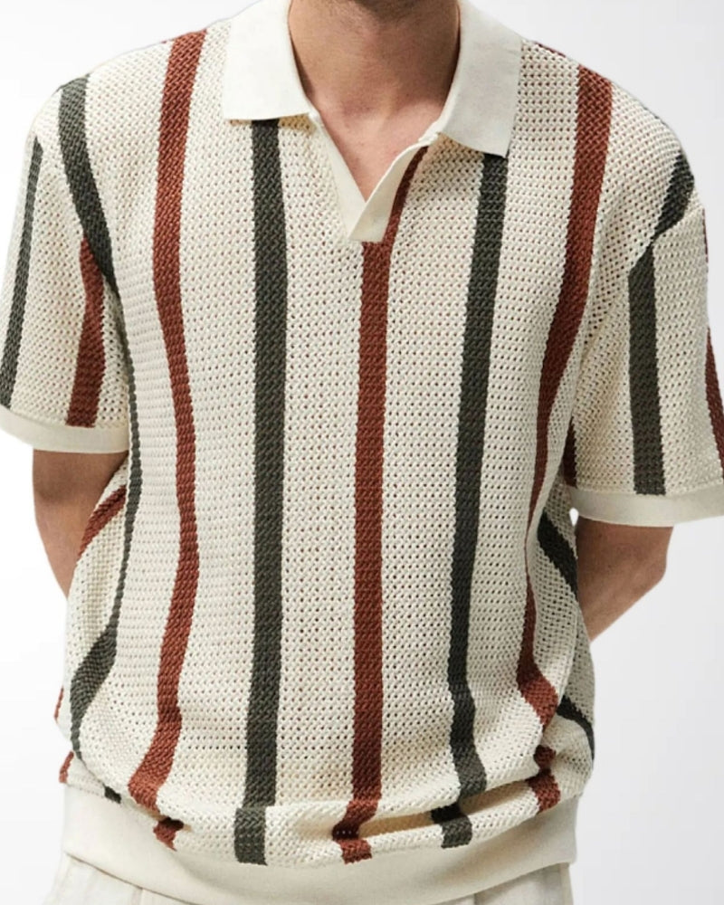 Resort Knit Stripe Polo - Iron & Oak