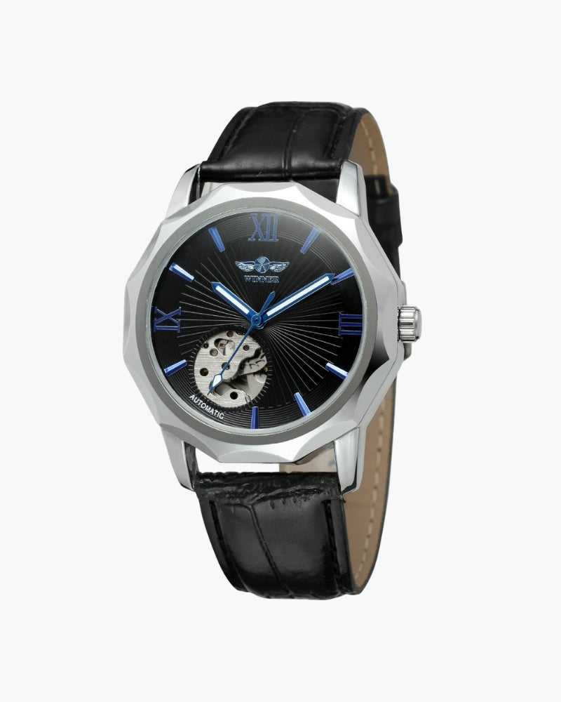 Classic Skeleton Dial Steel Watch - Iron & Oak