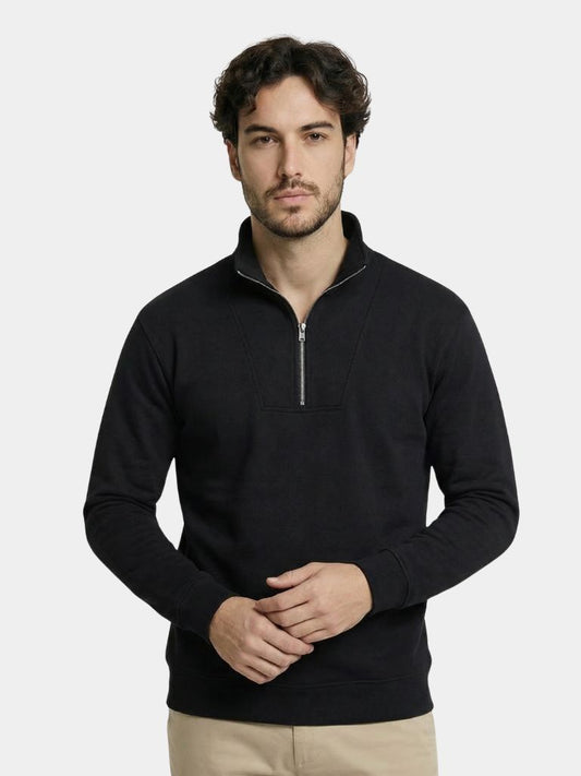 Zip Black Lapel Sports Sweatshirt - Iron & Oak