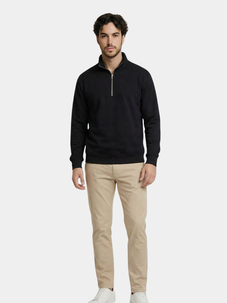 Zip Black Lapel Sports Sweatshirt - Iron & Oak