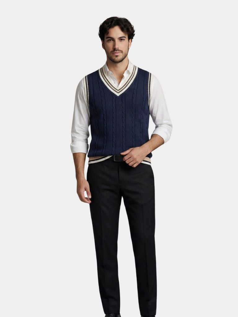 V Neck Elegant Knit Vest - Iron & Oak