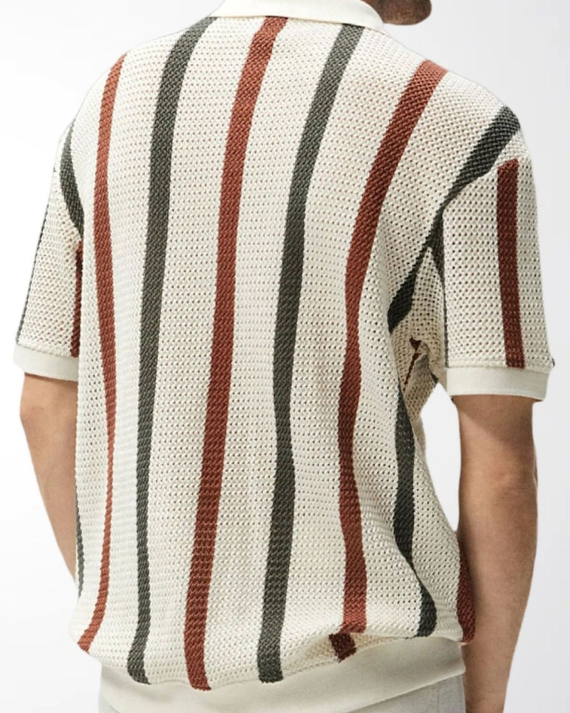 Resort Knit Stripe Polo - Iron & Oak