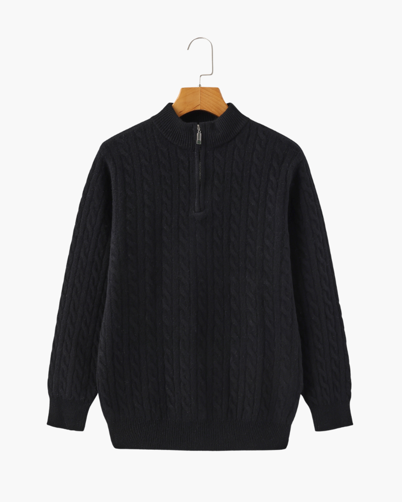 100% Cashmere Woven Half Zip - Iron & Oak