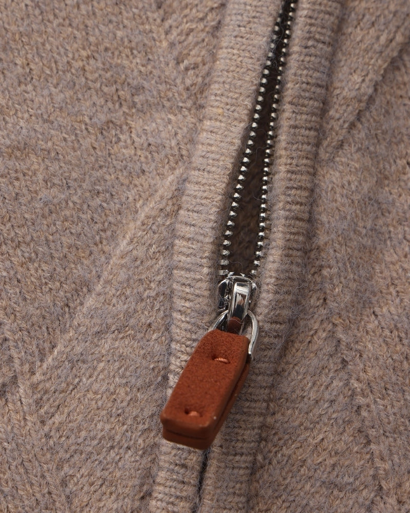 Heritage Diamond Knit Zip Cardigan - Iron & Oak
