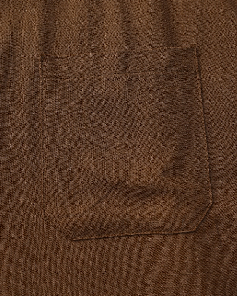 Men’s Mandarin Collar Shirt – Relaxed Fit Textured Cotton Shirt - Iron & Oak