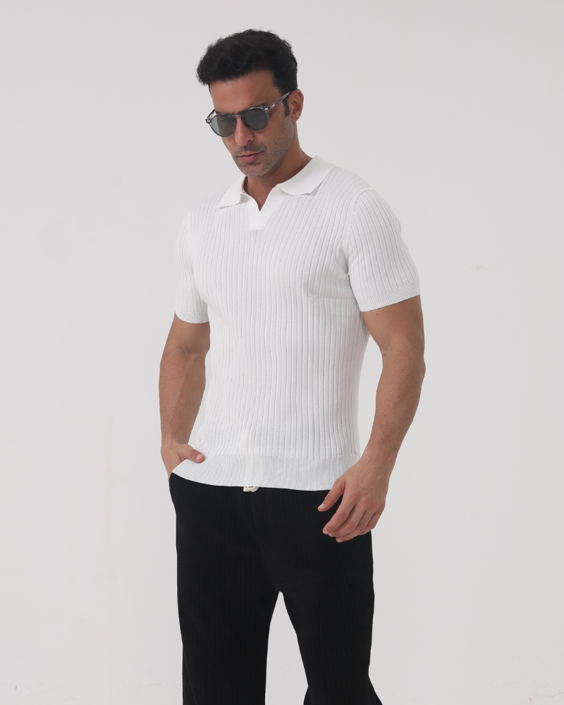 Florence - Ribbed Cotton Polo - Iron & Oak