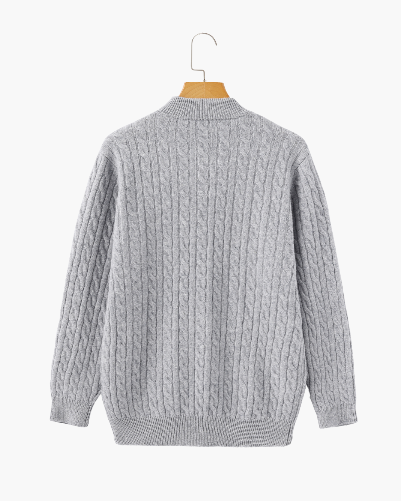 100% Cashmere Woven Half Zip - Iron & Oak
