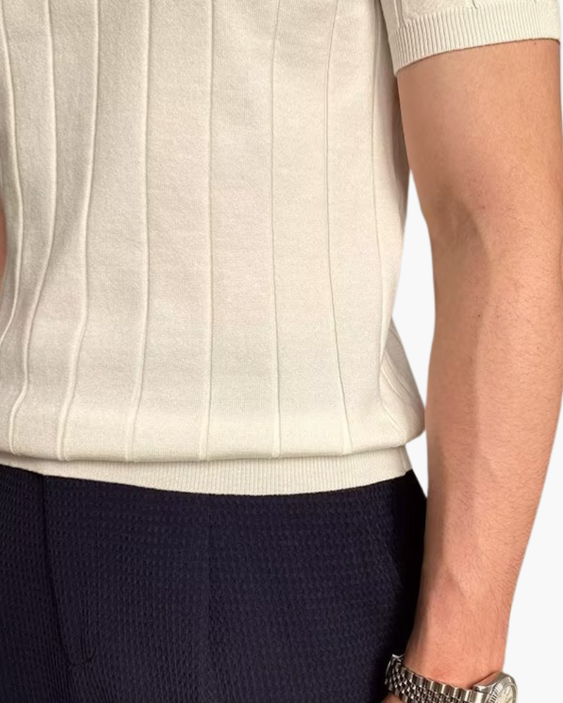 Cannes Ribbed Cotton Polo - Iron & Oak