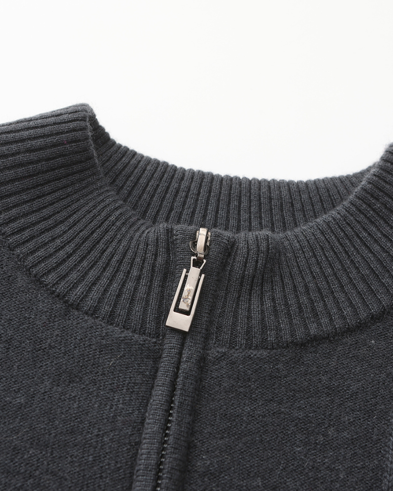 100% Cashmere Ribbed Half Zip - Iron & Oak
