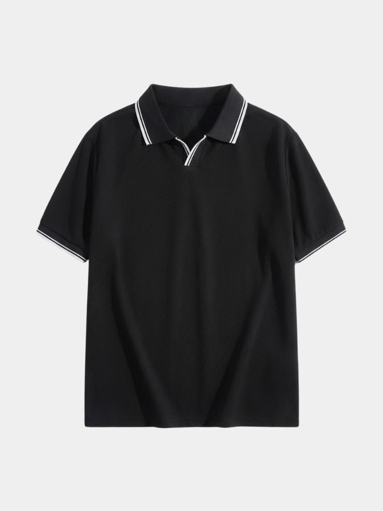 Timeless Black V-Neck Polo - Iron & Oak