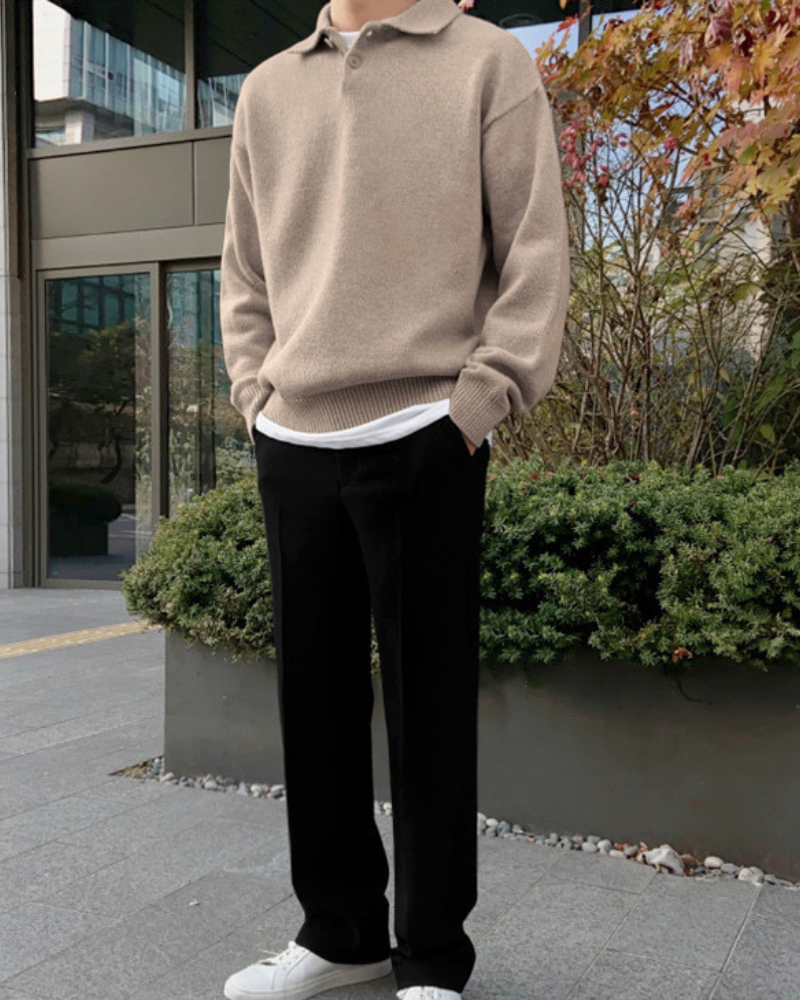 Woolen Button Half Zip - Iron & Oak