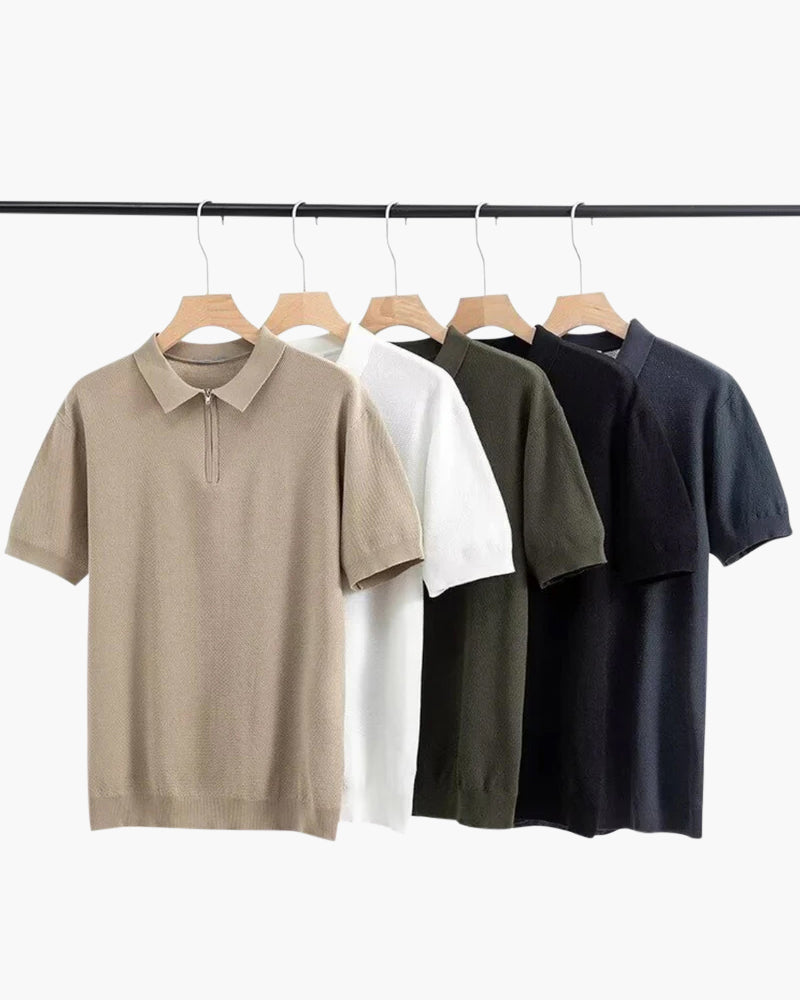 Marbella Zip Up Polo - Iron & Oak